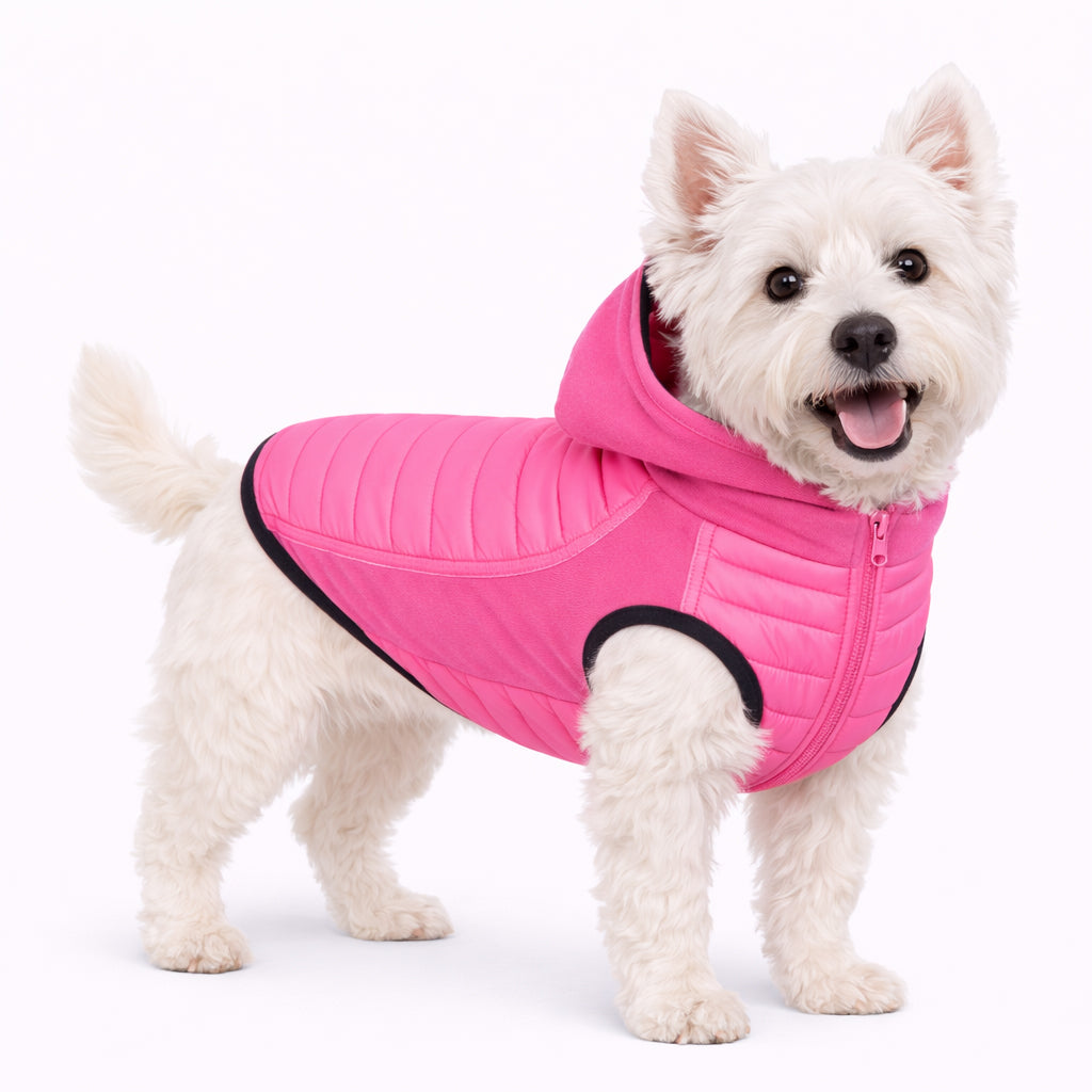 Pet Life ® 'Apex' Lightweight Hybrid 4-Season Stretch and Quick-Dry Dog Coat w/ Pop out Hood Pink