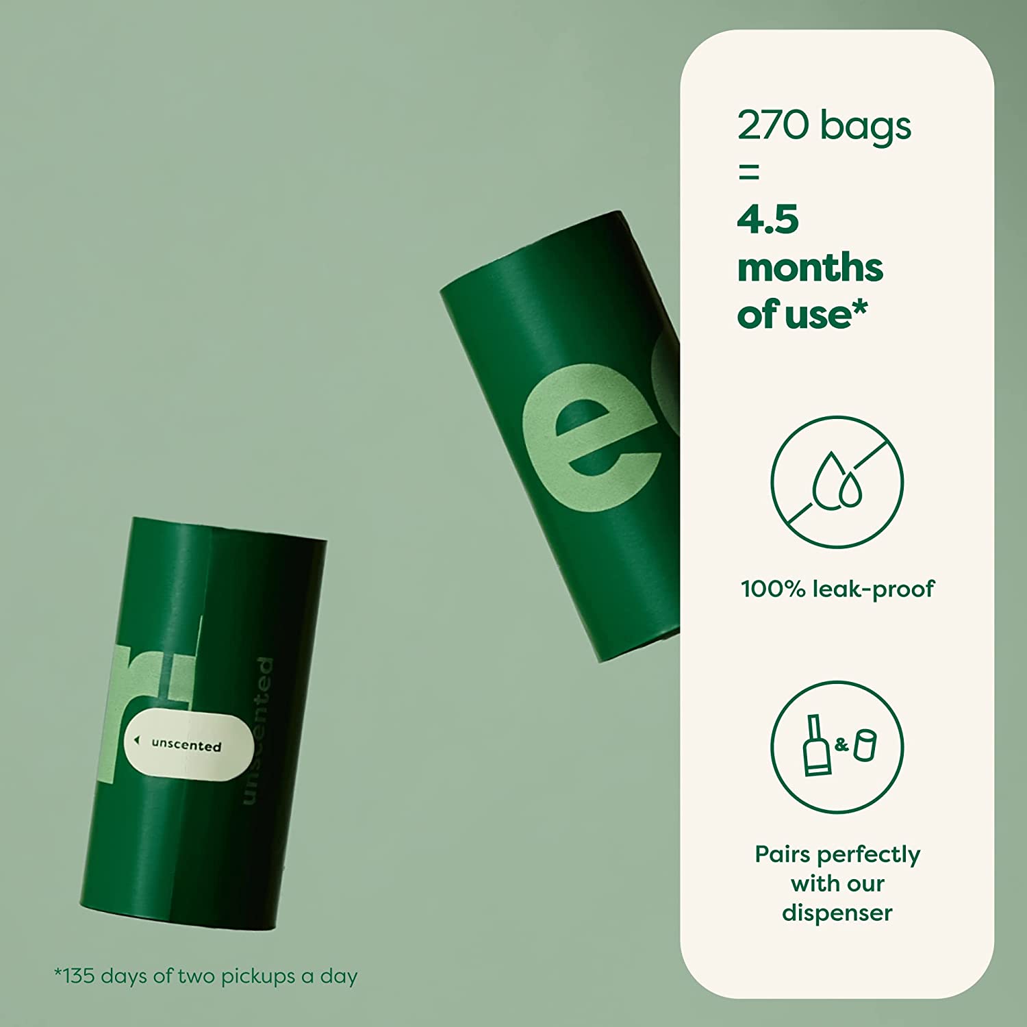 Poop Bag Roll (15 Bags) UnScented