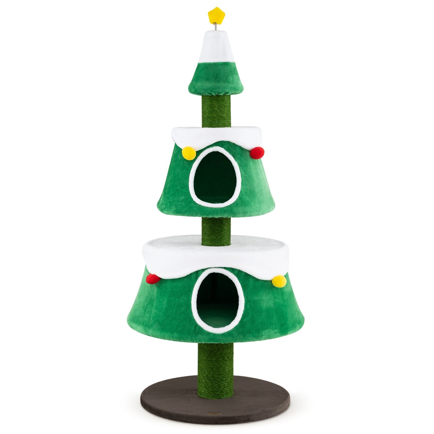 61.5" Christmas Tree Cat Tower with 2 Condos & Scratching Posts