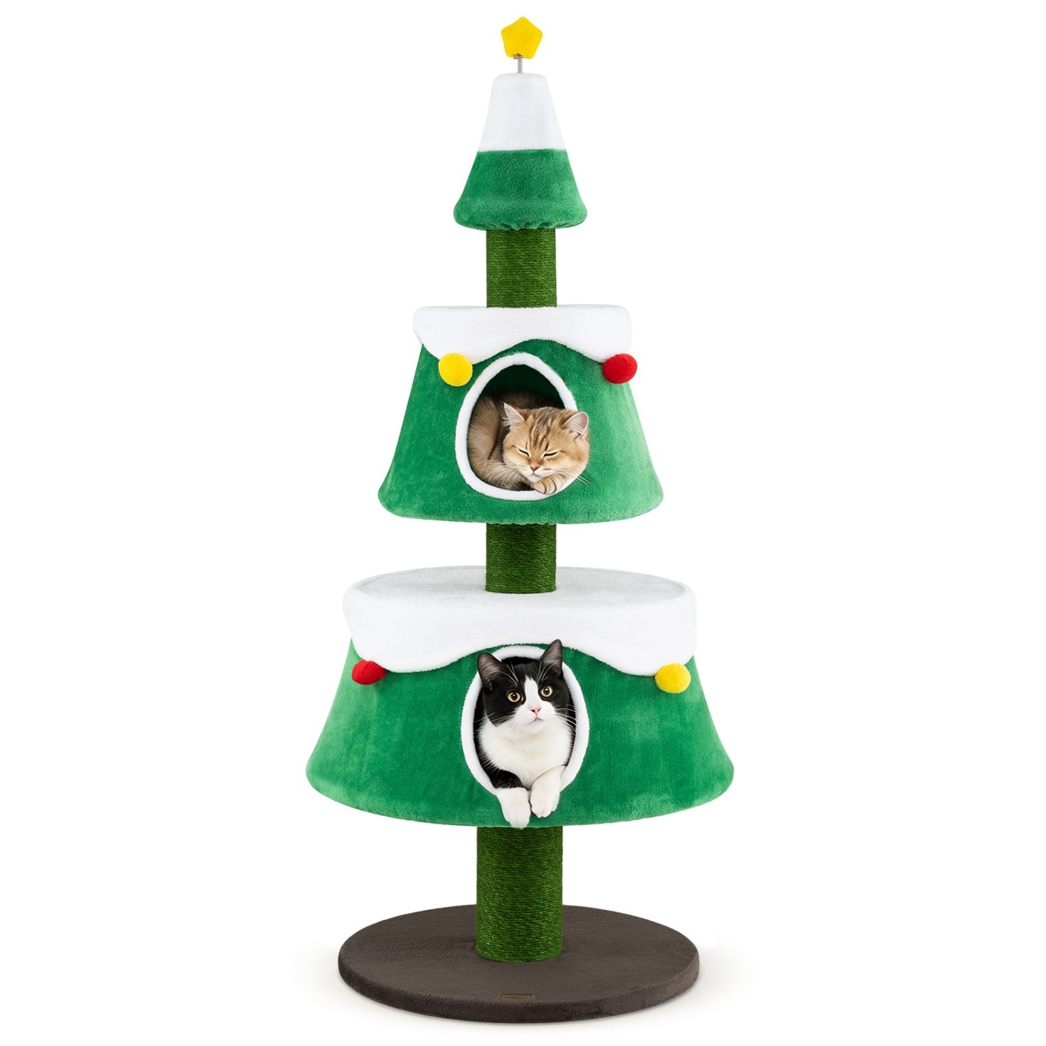 61.5" Christmas Tree Cat Tower with 2 Condos & Scratching Posts