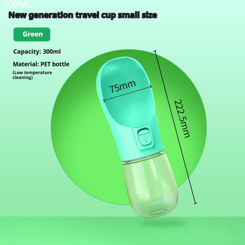 Pet Dog Water Bottle Feeder Bowl Portable Water Food Bottle Pets Outdoor Travel Drinking Dog Bowls Water Bowl For Dogs Green 550ml Solid color