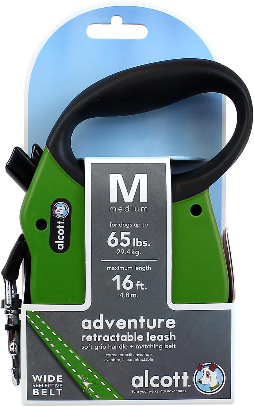 Alcott Adventure Retractable Belt Leash Medium Green