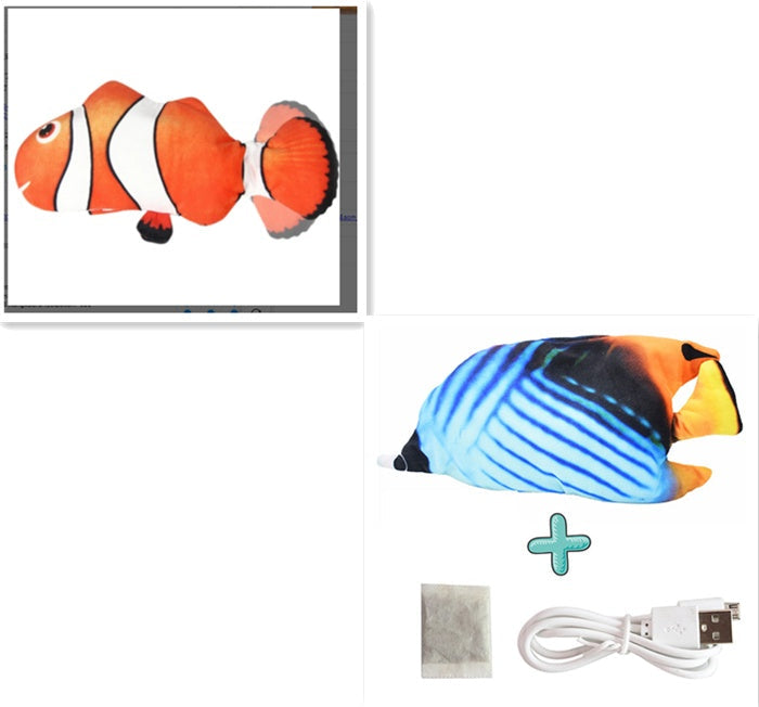 Electric Funny Cat Simulation Fish Beating Usb Jumping Cat Toy Set E