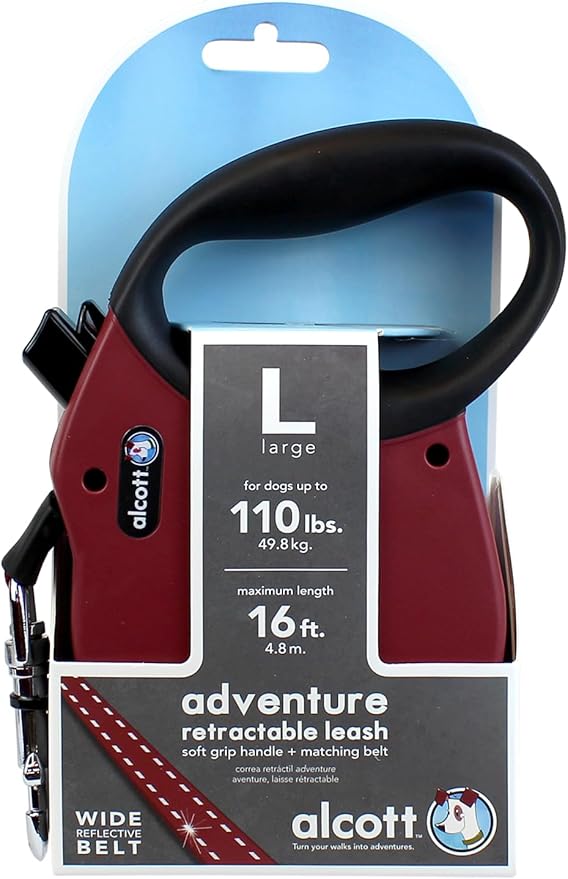 Alcott Adventure Retractable Belt Leash Large Red