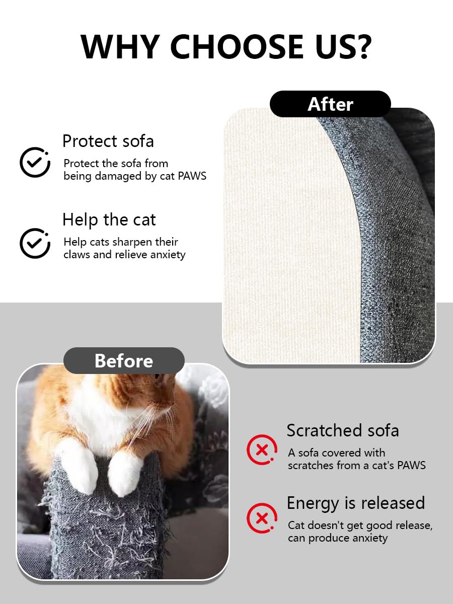 SEPAZON Anti Cat Scratch Couch Protector Adhesive Pad Offwhite 78.7x15.8In