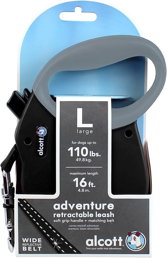 Alcott Adventure Retractable Belt Leash Large Black