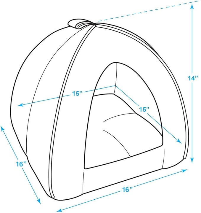 Best Pet Supplies Pet Tent-Soft Bed for Dog and Cat Beige Corduroy, 16" x 16" x H:14"