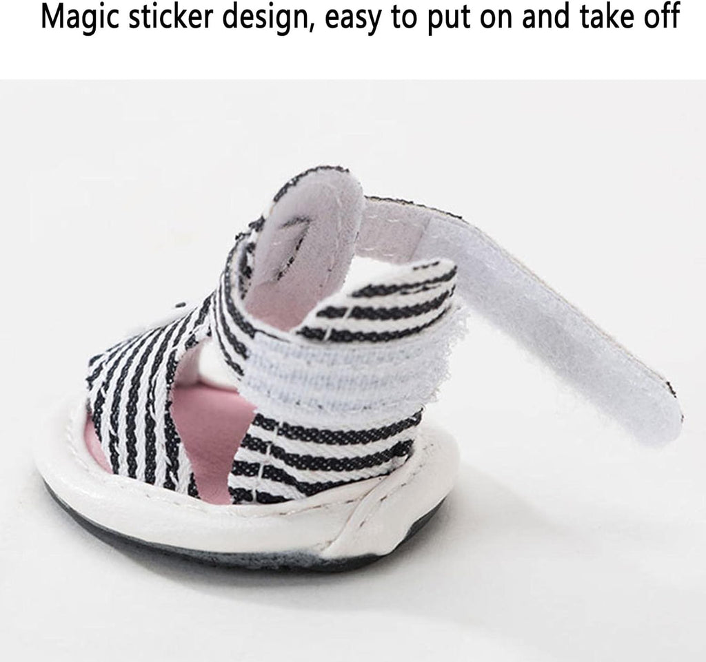 Striped Dog Sandals Anti-Slip Soft Puppy Shoes Adjustable Velcro Breathable Pet Footwear for Small Dogs