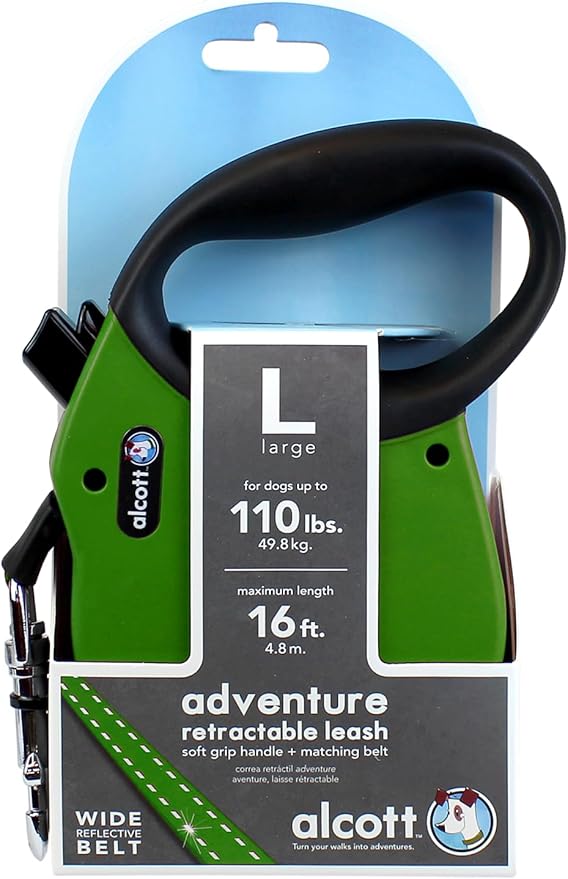 Alcott Adventure Retractable Belt Leash Large Green