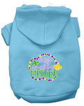 Pet Dog & Cat Hoodie Screen Printed, "Throw Me Something Mister" Baby Blue