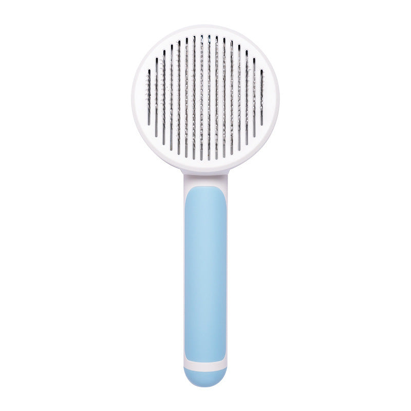 New Pet Cat Brush Hot Selling Hand-held Steel Wire Self-cleaning Comb Looper For Hair Removal Blue
