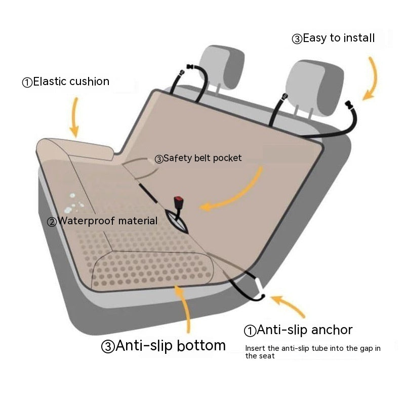 Rear Car Dog Bed — Waterproof Elevated Back Seat Pet Bed