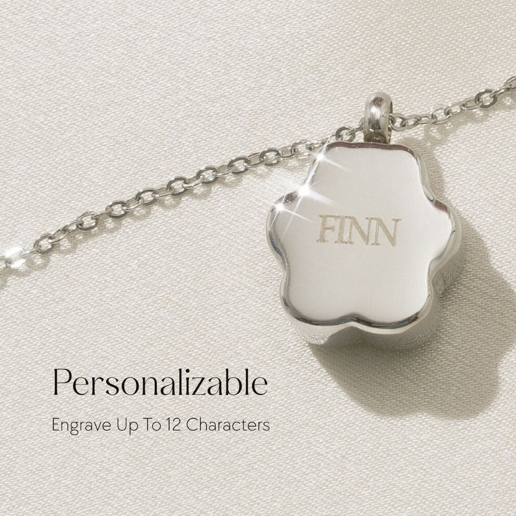 Paw Print - Cremation Necklace for Dog & Pet Ashes - Silver