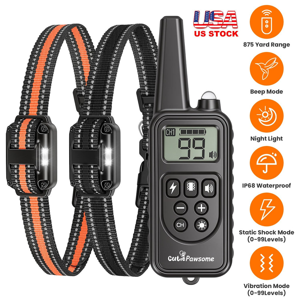 Rechargeable Dog Training Collar with Remote – 875 Yard Range