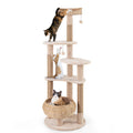 59 Inches Cat Tree with Perch and Soft Hammock for Indoor Cats-Beige Default Title