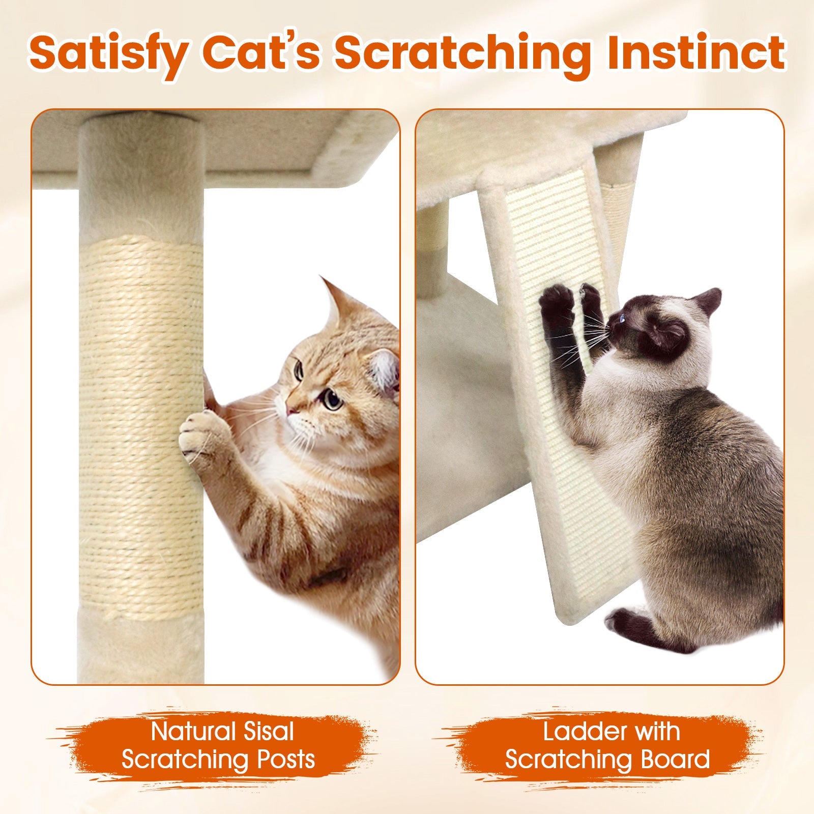 65 Inch Tall Multi-level Cat Tree with 3 Upholstered Perch and 2 Cat Condos