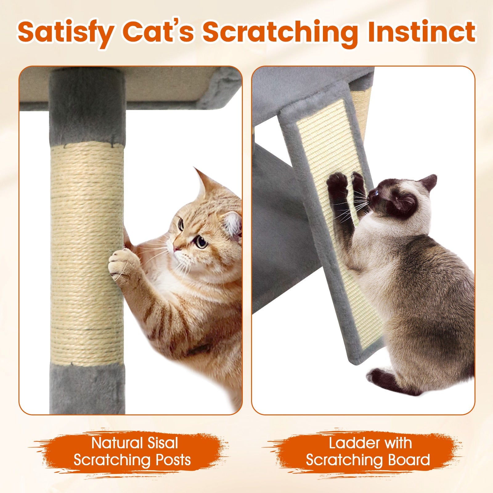 65 Inch Tall Multi-level Cat Tree with 3 Upholstered Perch and 2 Cat Condos