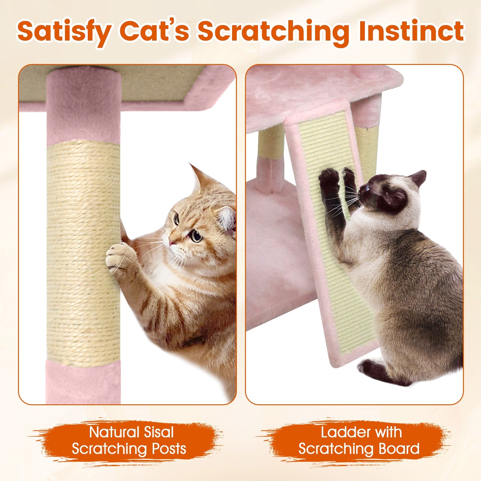 65 Inch Tall Multi-level Cat Tree with 3 Upholstered Perch and 2 Cat Condos