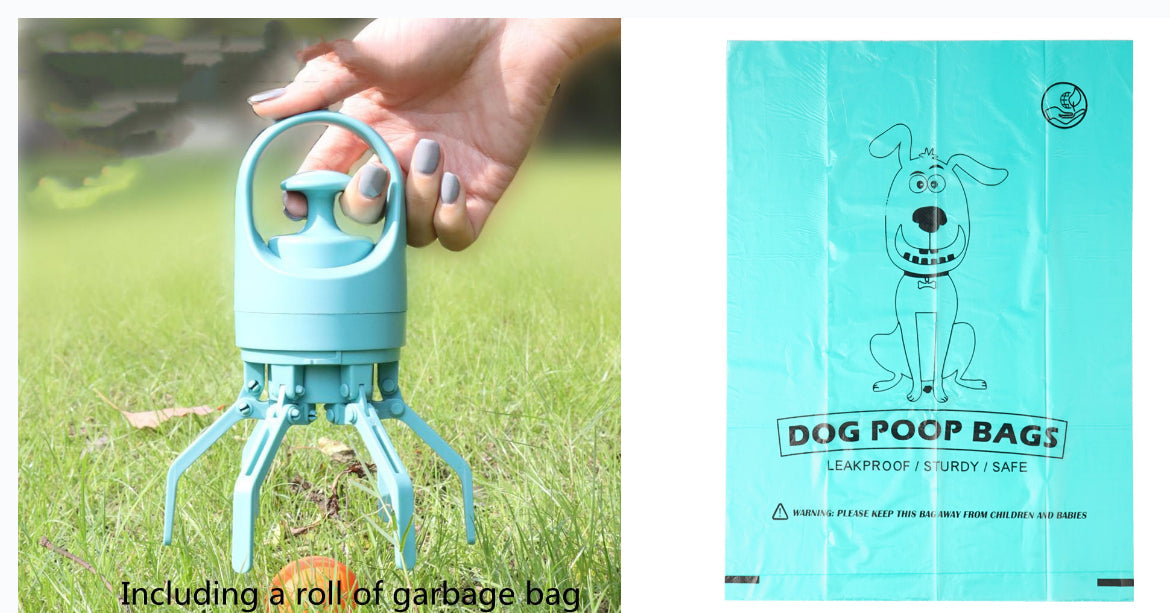 Portable Lightweight Dog Pooper Scooper With Built-in Poop Bag Dispenser Eight-claw Shovel For Pet Toilet Picker Pet Products Set