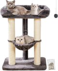 28-Inch Cat Tree for Large Cats | Window Perch, Hammock & Scratching Post Gray