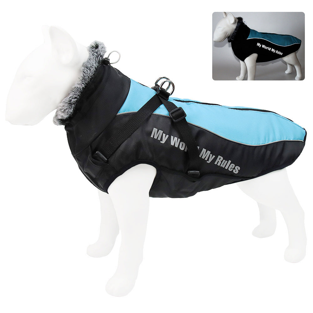 New Large Pet Warm Reflective Dog Thickened Coat Vest Jacket Blue