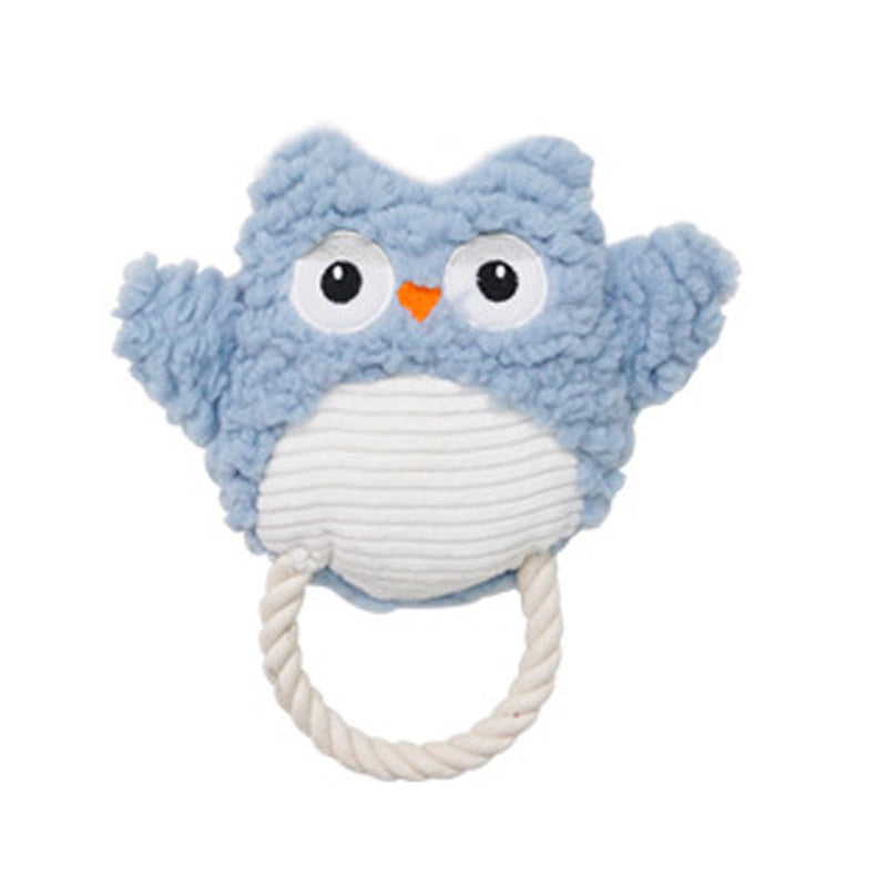 Plush Dog Toy Animals Shape Bite Resistant Squeaky Toys Corduroy Dog Toys For Small Large Dogs Puppy Pets Training Accessories Owl