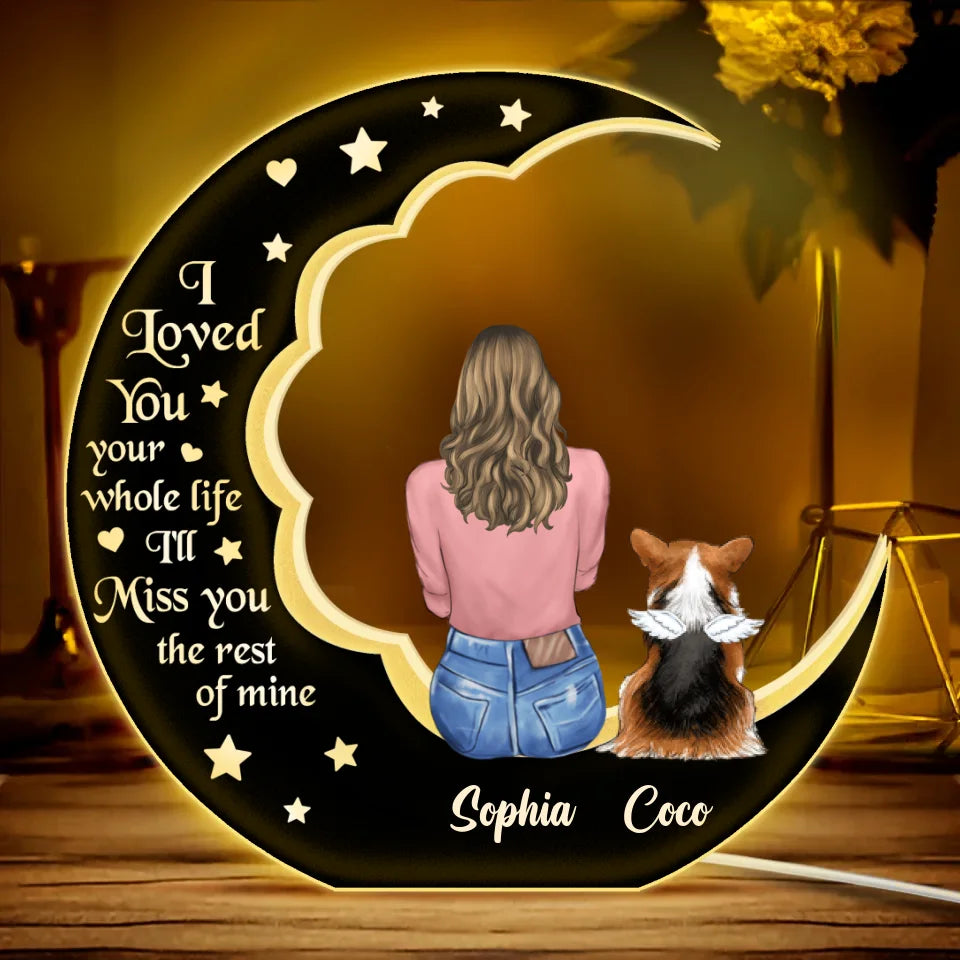 Personalized Memorial Pet Moon Light Box - Memorial Gift Idea For Dog/Cat/Rabbit Lover - I Loved You Your Whole Life Custom Shape Photo Light Box Light Edit 8x8 in