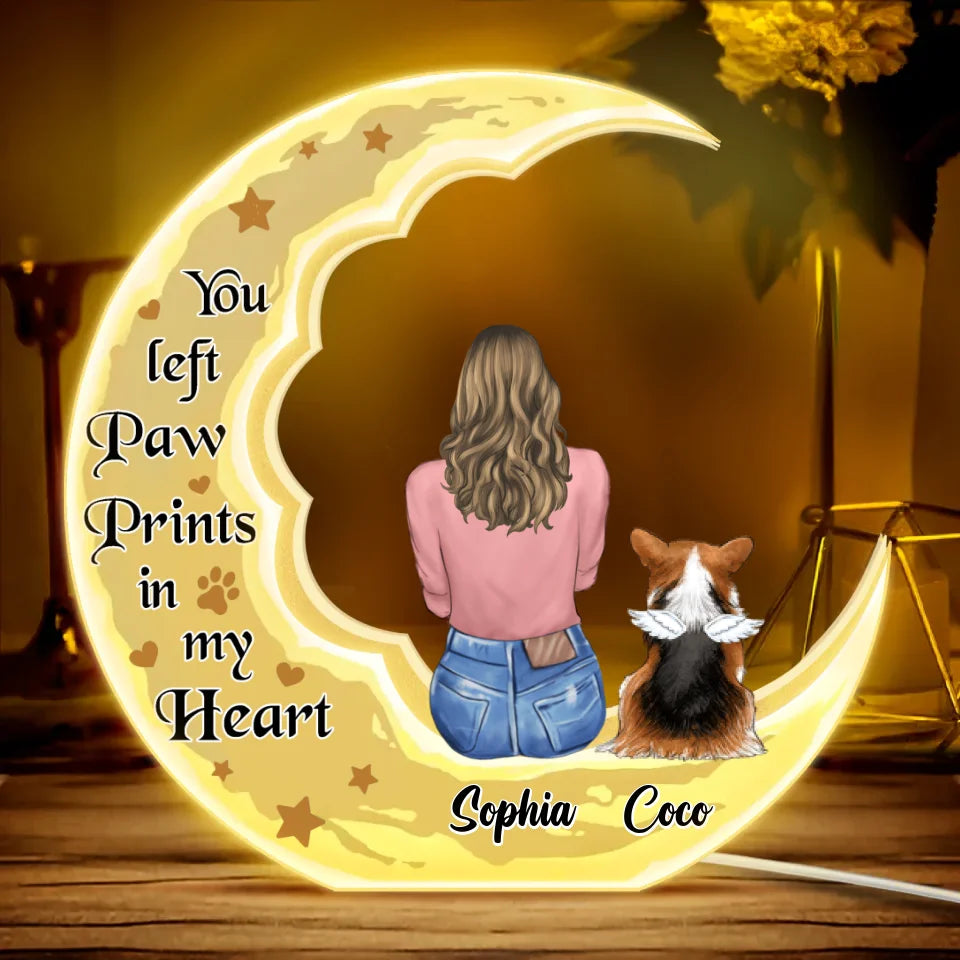 Personalized Memorial Pet Moon Light Box - Memorial Gift Idea For Dog/Cat/Rabbit Lover - Your Light Will Always Shine In My Heart Custom Shape Photo Light Box Light Edit 8x8 in