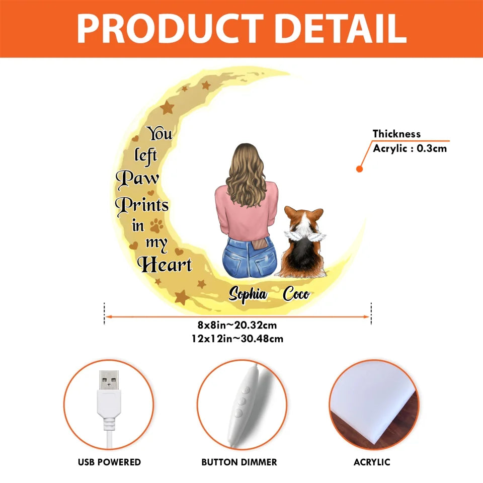 Personalized Memorial Pet Moon Light Box - Memorial Gift Idea For Dog/Cat/Rabbit Lover - Your Light Will Always Shine In My Heart Custom Shape Photo Light Box Light Edit 8x8 in