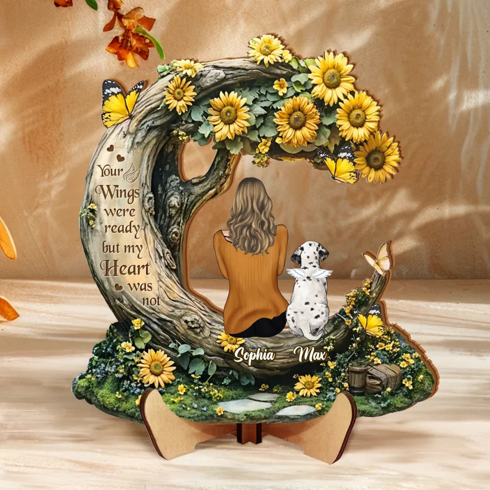 Personalized Memorial Sunflower Wooden Art - Memorial Gift Idea For Pet Lover - Your Wings Were Ready But My Heart Was Not WOODEN ART Wooden Art