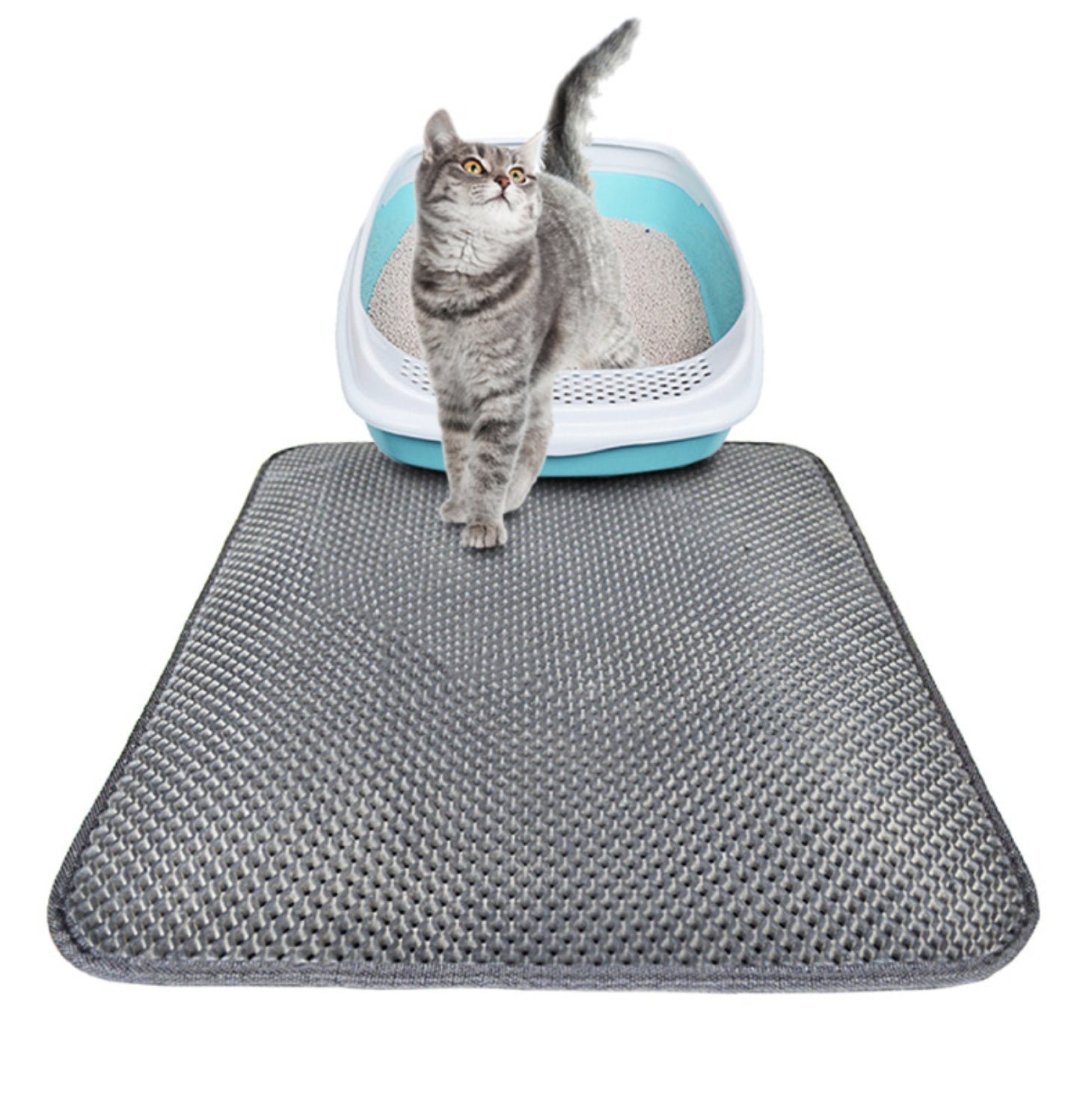 Double Layer Litter Cat Bed Pads Pet Cat Litter Mat Trapping Pets Litter Box Mat Pet Product Bed For Cats House Clean Mat Foldable gray