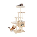 67 Inch Modern Cat Tree Tower with Top Perch and Sisal Rope Scratching Posts-Natural Default Title