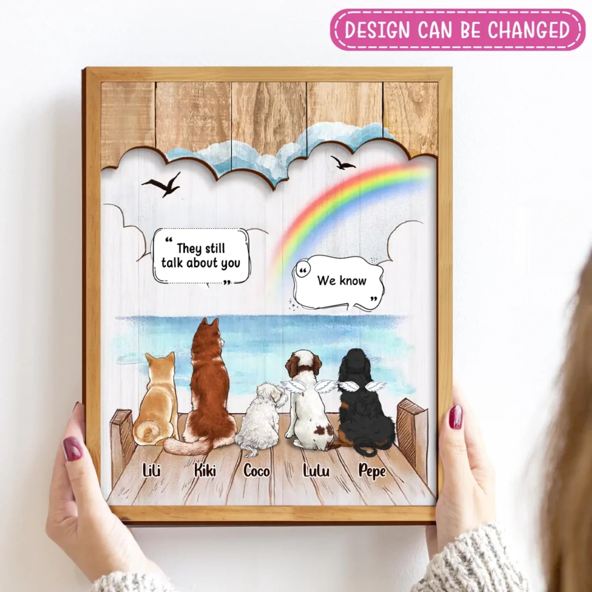 Personalized Memorial Dog Mom Wooden Art - Gift Idea For Dog Lover - Up to 5 Pets CUSTOM 2 LAYERED WOODEN ART EDIT Wooden Art