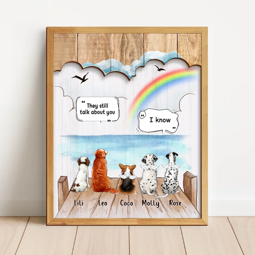 Personalized Memorial Dog Mom Wooden Art - Gift Idea For Dog Lover - Up to 5 Pets CUSTOM 2 LAYERED WOODEN ART EDIT Wooden Art