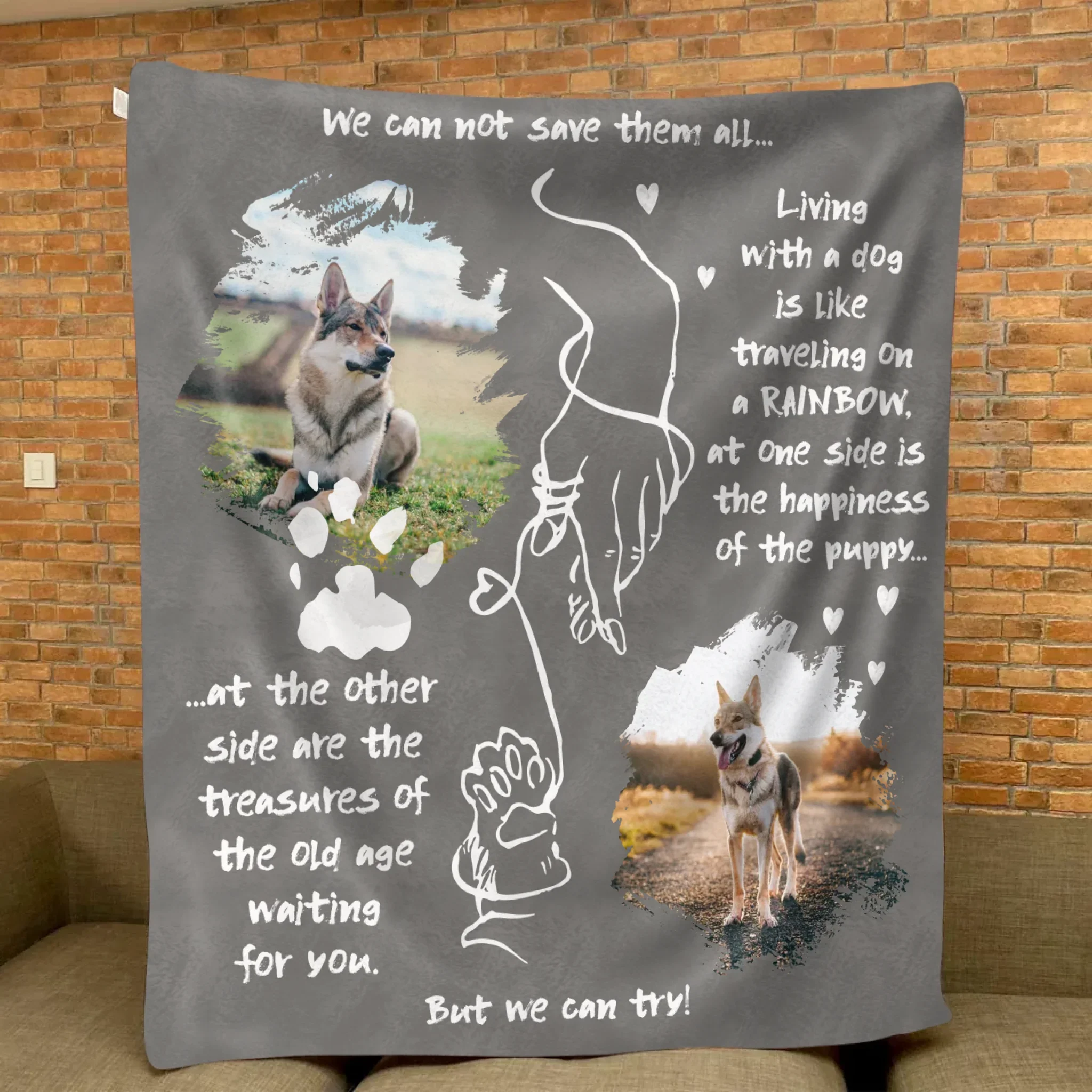 Personalized Dog Mom Quilt/ Fleece Blanket - Upload Photo - Gift Idea For Pet Lover - We Can Not Save Them All But We Can Try Fleece Blanket #FFFFFF