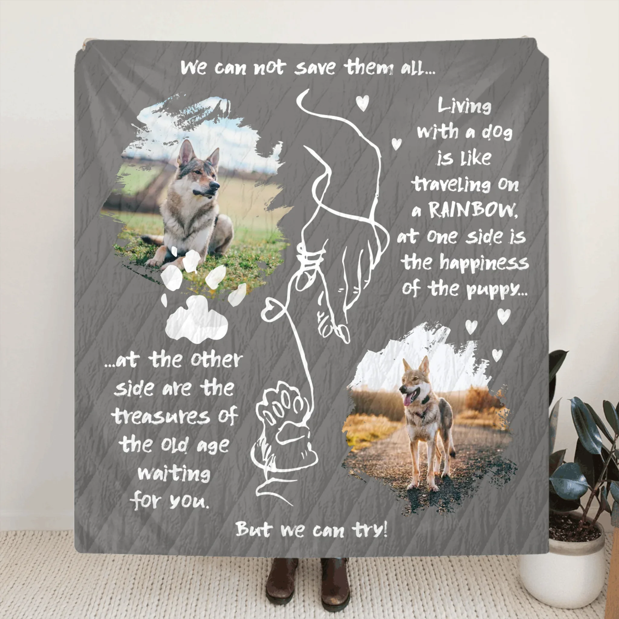 Personalized Dog Mom Quilt/ Fleece Blanket - Upload Photo - Gift Idea For Pet Lover - We Can Not Save Them All But We Can Try Quilt Blanket #FFFFFF