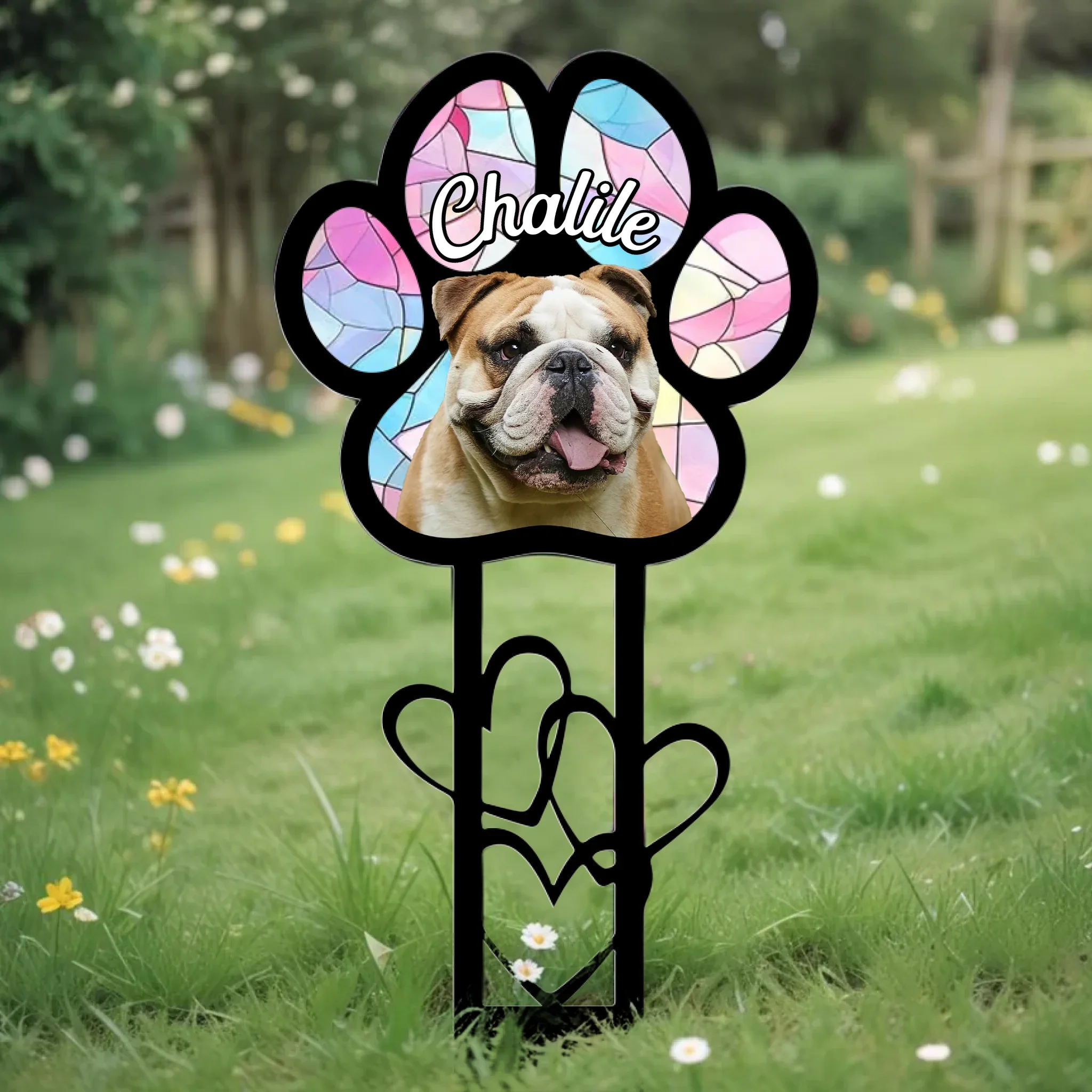 Personalized Memorial Dog Paw Metal Sign - Custom Photo - Pet Memorial Gift for Dog Lovers Cut Metal Sign (Edit) 1