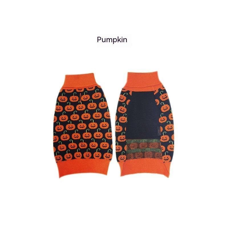 Halloween Dog Sweaters Pet Costume Teddy Warm Leisure Sweater Cosplay Clothes For Dogs Pets Outfits Orange Small Pumpkin