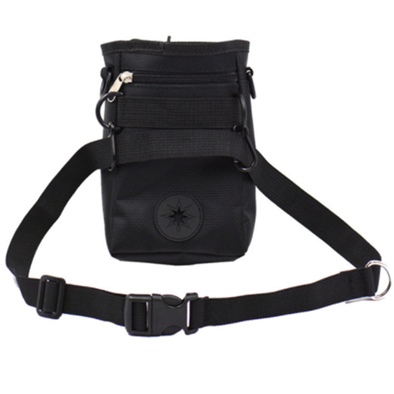 Dog Training Treat Pouch Belt Bag – Oxford Cloth | Black & Grey | Adjustable Waist Black