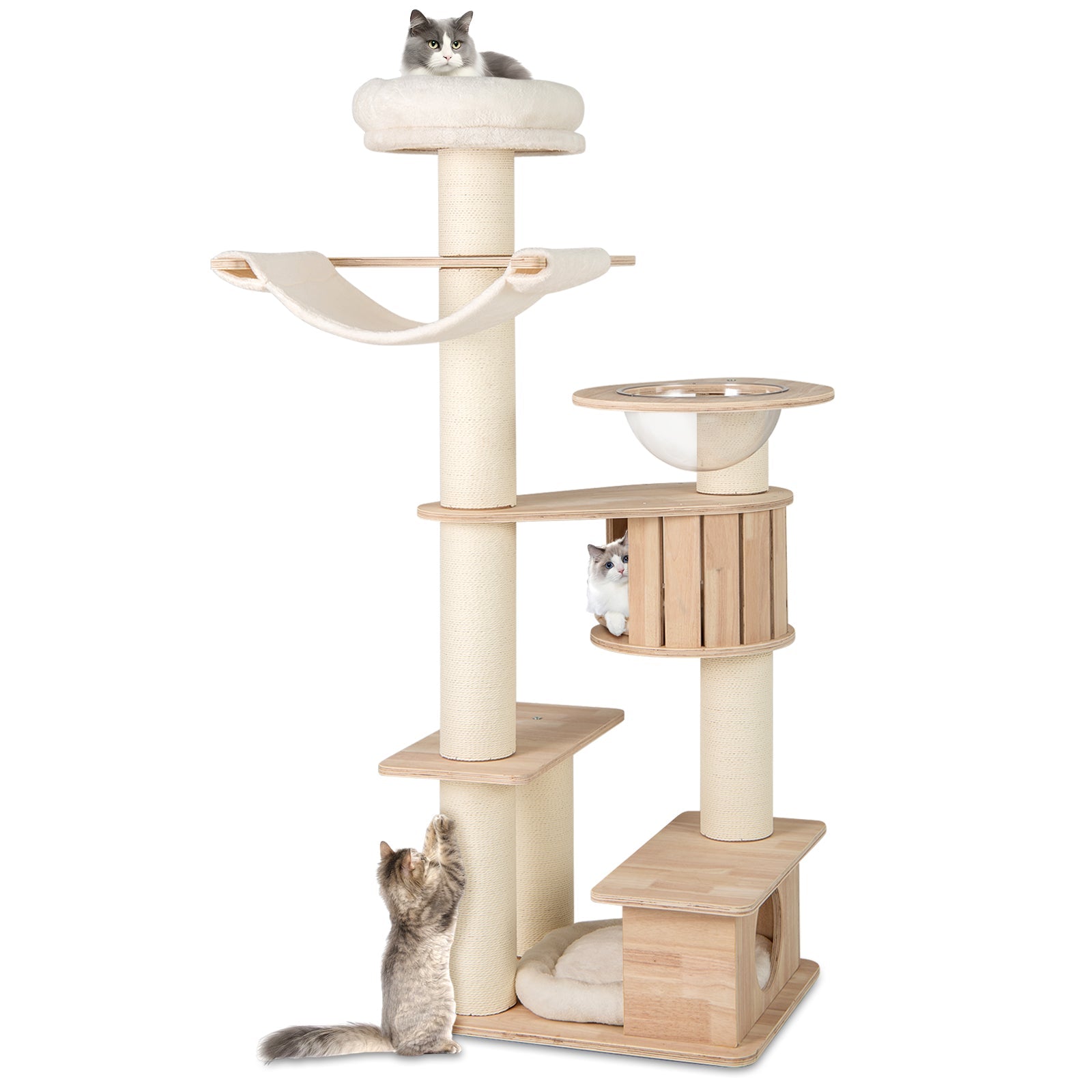 69 Inches Tall Cat Tree with Cozy Top Perch and Washable Plush Cushions Default Title