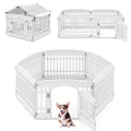 6-Panel Plastic Dog Playpen 24 Inch Indoor Outdoor Pet Fence with Locking Door-White Default Title