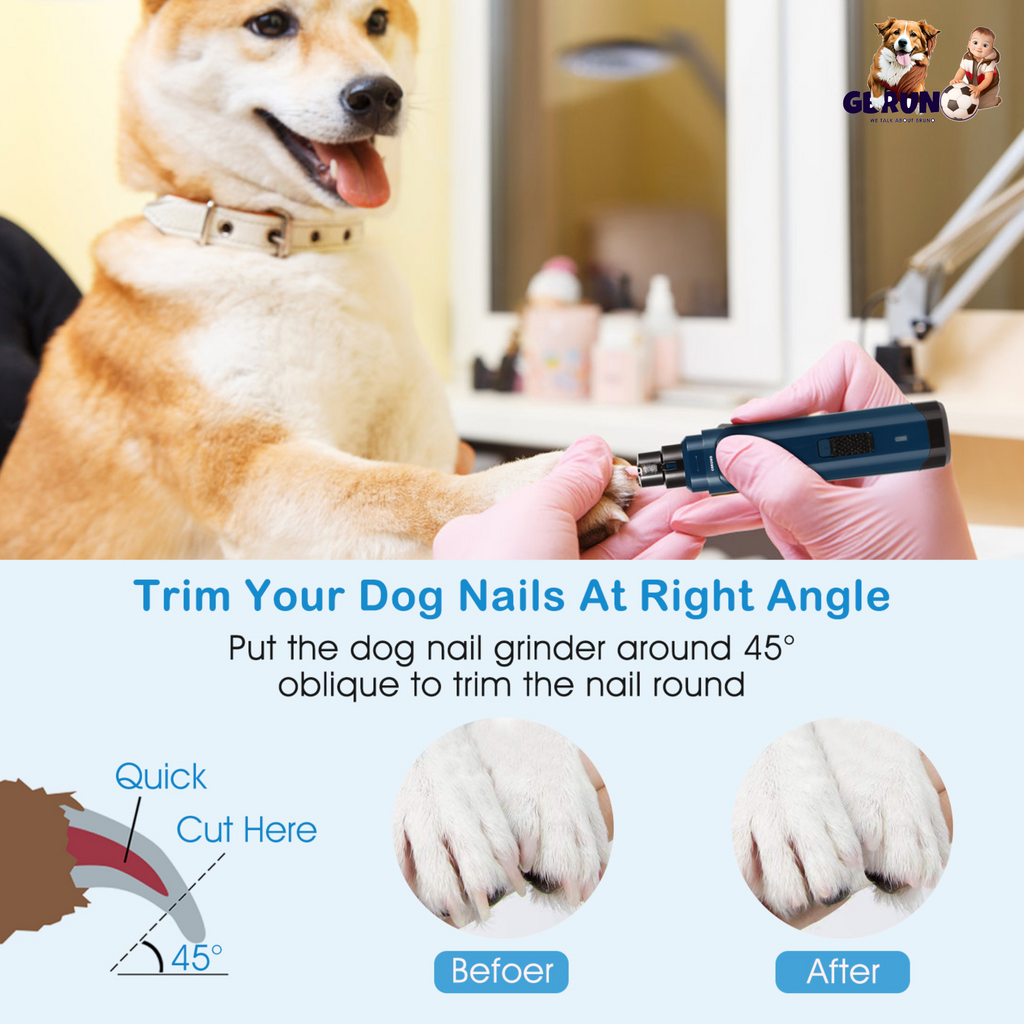 Dog Nail Grinder 2 Speeds Quiet USB Rechargeable Pet Nail Grinder Professional Pet Nail Trimmer Cordless Paws Grooming & Smoothing Claw Care for Small