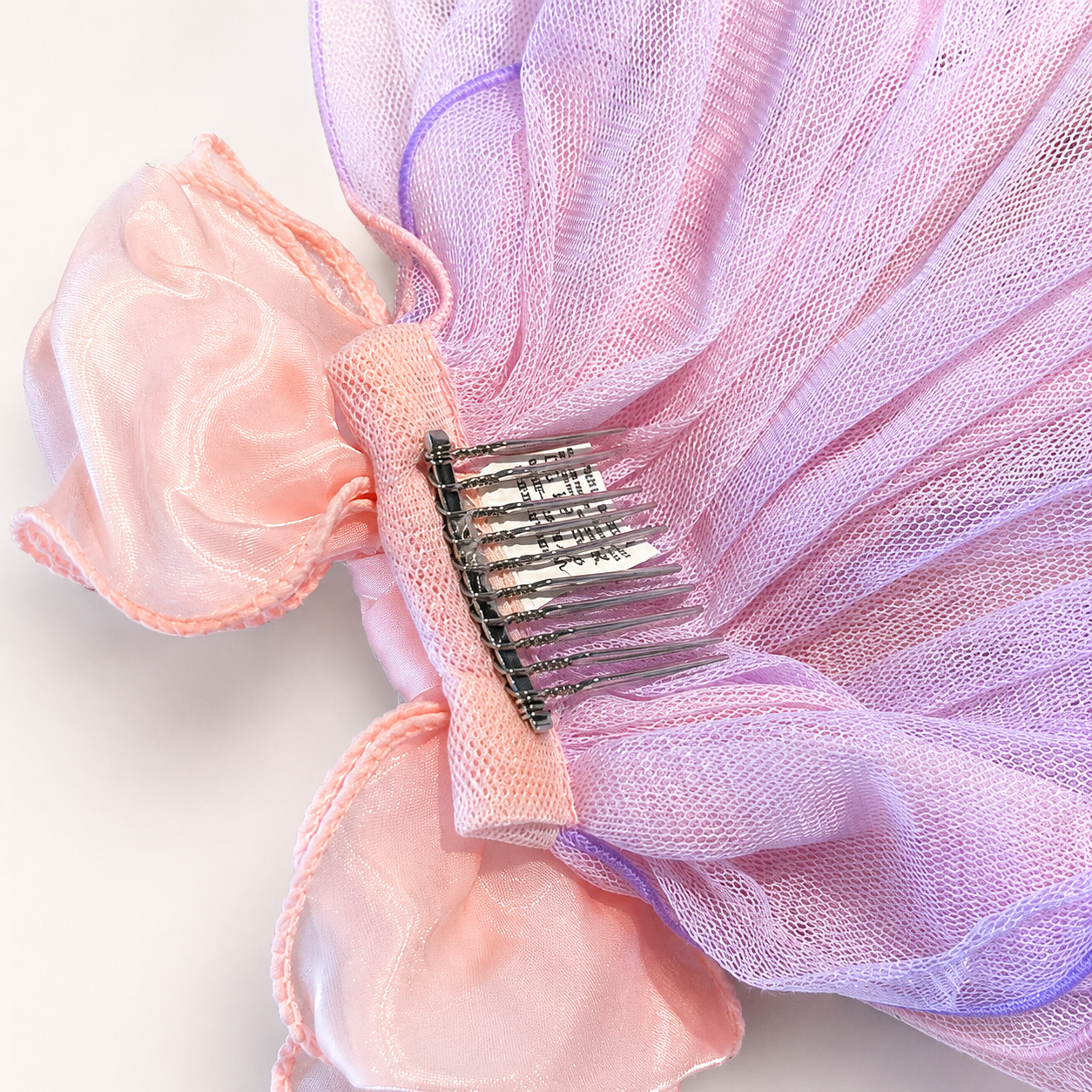 Pink Blue Tulle Bow Pet Veil Hair Clip