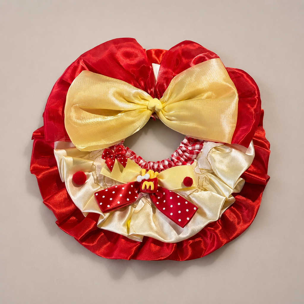 Red Yellow Satin Lace Pet Bib Collar