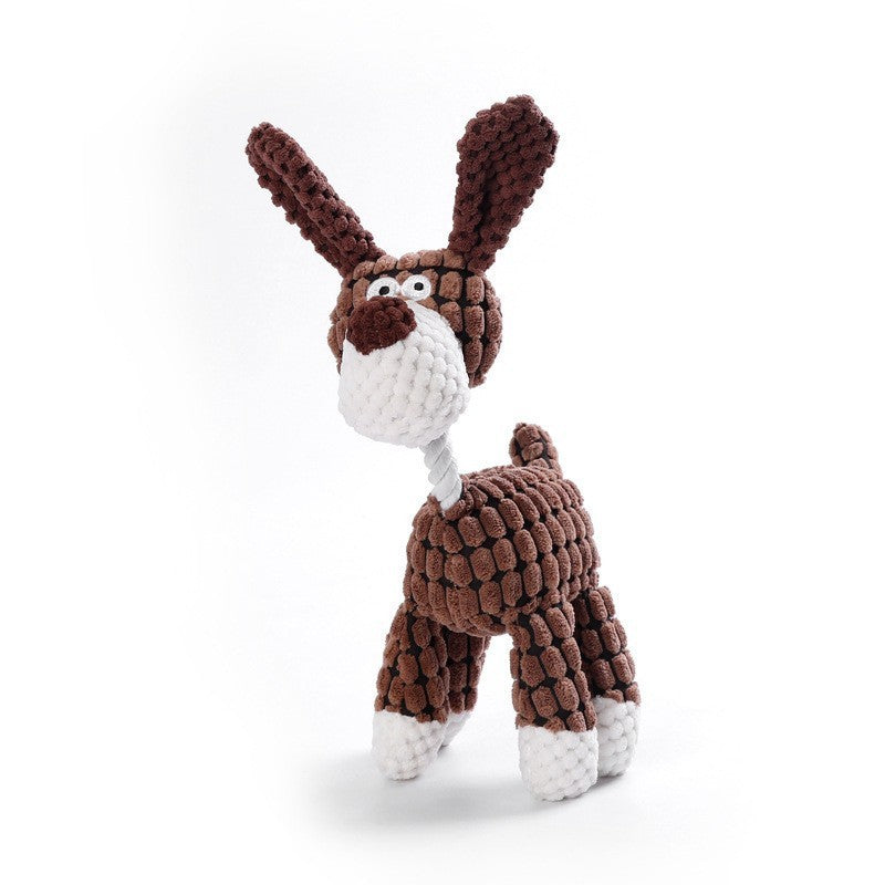Plush Dog Toy Animals Shape Interactive Dog Chew Toys Corduroy Dog Toys For Small Large Dogs Puppy Pets Training Accessories Coffee