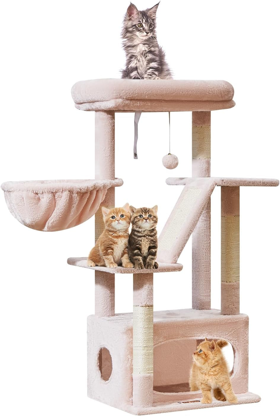 38-Inch Cat Tree for Indoor Cats | Kitten Tower with Condo, Hammock & Perch 38.5 Inches Jelly Pink