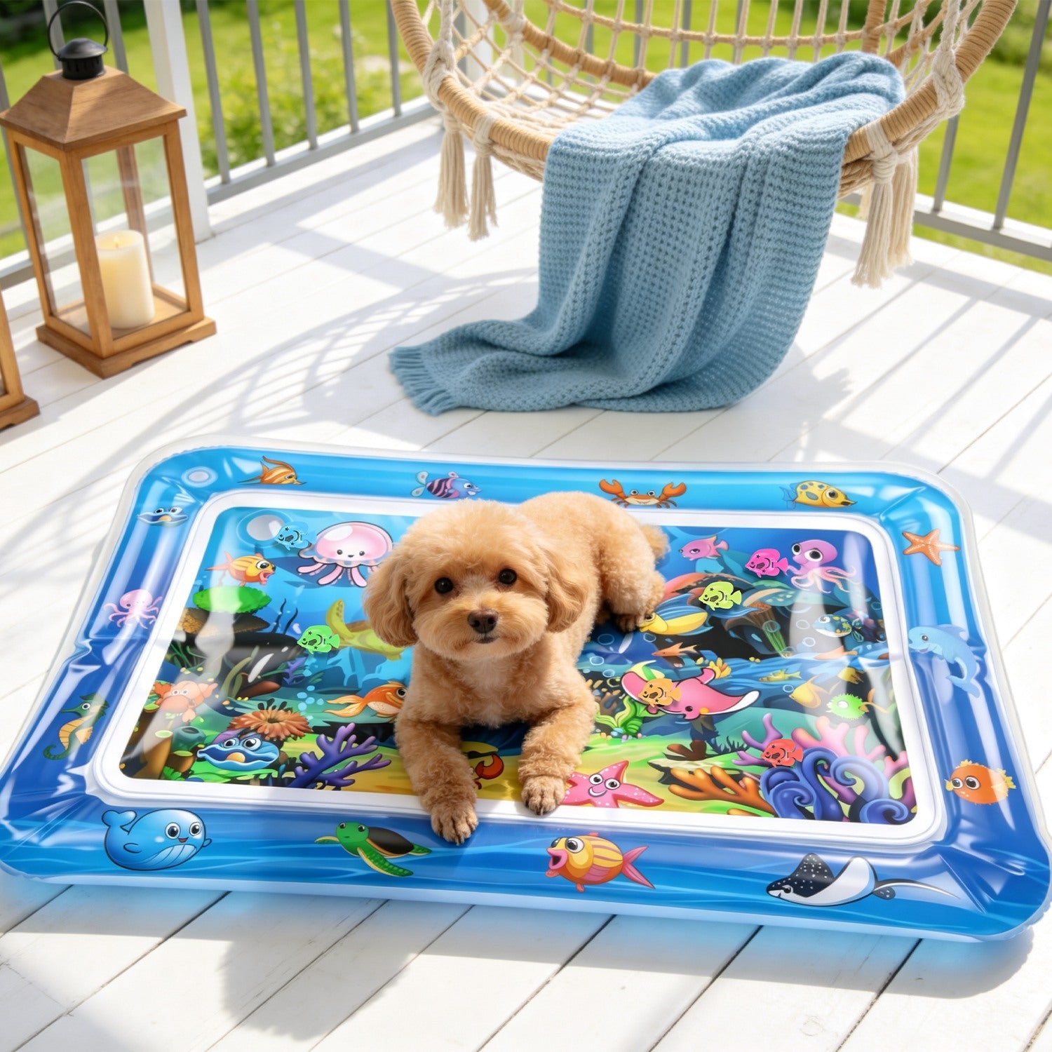 Cat Water Mat with Floating Fish & LED Lights