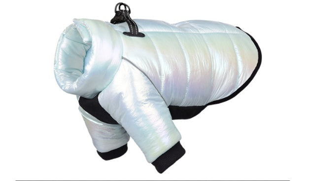 Pet Anti-light Warm New Article Clothing Winter Dog Down Jacket Waterproof Pets Clothes For Small Dogs Glare blue Two feet