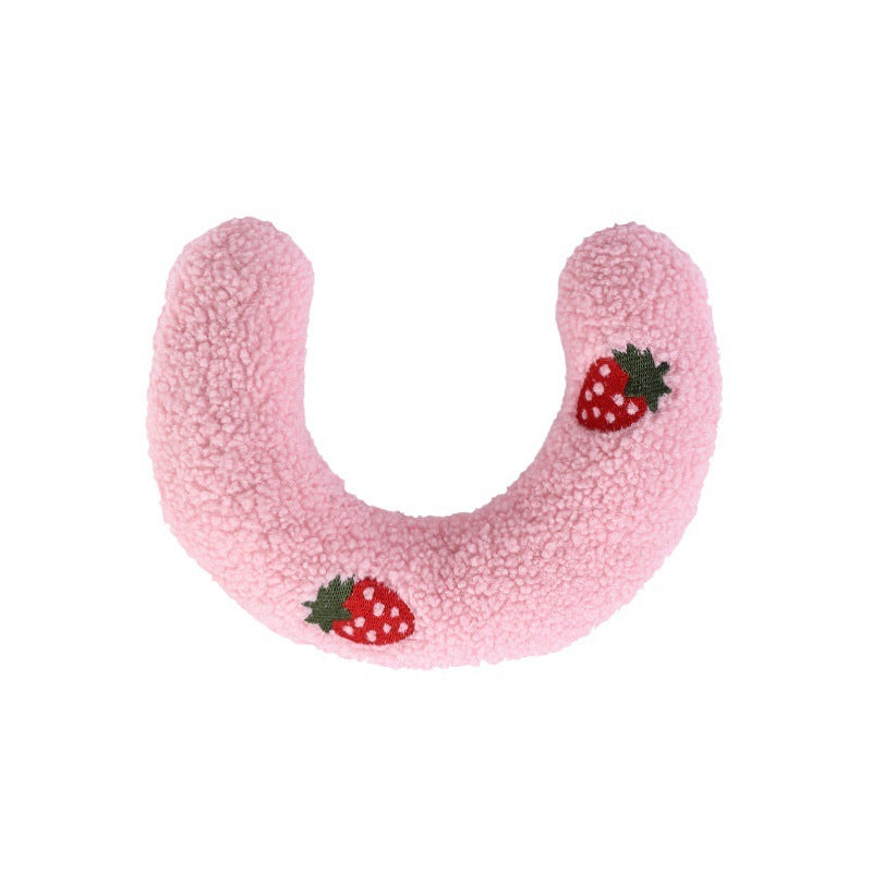 Little Pillow For Cats Fashion Neck Protector Deep Sleep Puppy U-Shaped Pillow Pets Pillow Kitten Headrest Dog Sleeping Pillow Pet Products 26x18cm Pink