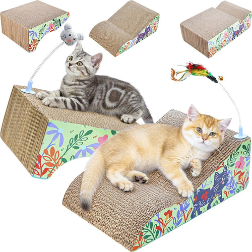 2 in 1 Cat Scratcher Lounge Cardboard Pad with Detachable Toys Default Title